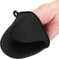 Silicone Oven Mitts Pot Holders Sets for Kitchen Heat Resistant Small Kitchen Mittens Rubber Air Fryer Mitts Mini Pot Pinch Grip for Cooking and Baking 1 Pair (Black)