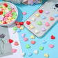 100PCS Colorful Heart Resin Flat Back Charms Shimmeroo Cute Plastic Mini Heart Shape Charms Bulk Resin Embellishments for Crafts Accessories DIY