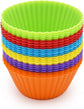 Silice Cupcake Baking Cups 24 Pack, Reusable & N-stick Muffin Cupcake Liners Holders Set for Party Halloween Christmas, Easy Clean Pastry Muffin Molds（Pack of 24,Multicolor）