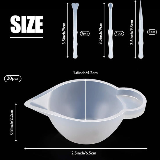 23 Pcs Silicone Mould Cup Dispensers Mini Measuring Cup Resin Mixing Bowls with Rubber Spoon Glue Stick Small Scraper Color Modulation Tools Kit for DIY Epoxy Resin Craft UV Resin Projects
