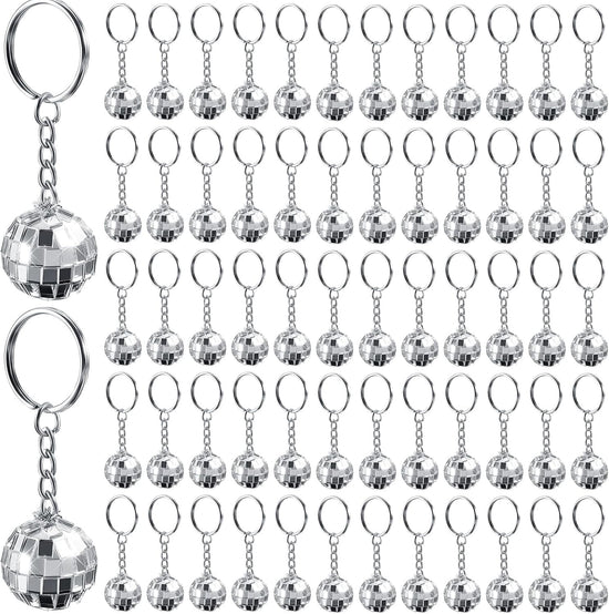 12 Pieces Mini Mirror Disco Ball Keychains Bulk Silver Disco Ball 70s 80s 90s Keychains Accessories Party Favors for Halloween Christmas Thanksgiving Party Supplies Decorations