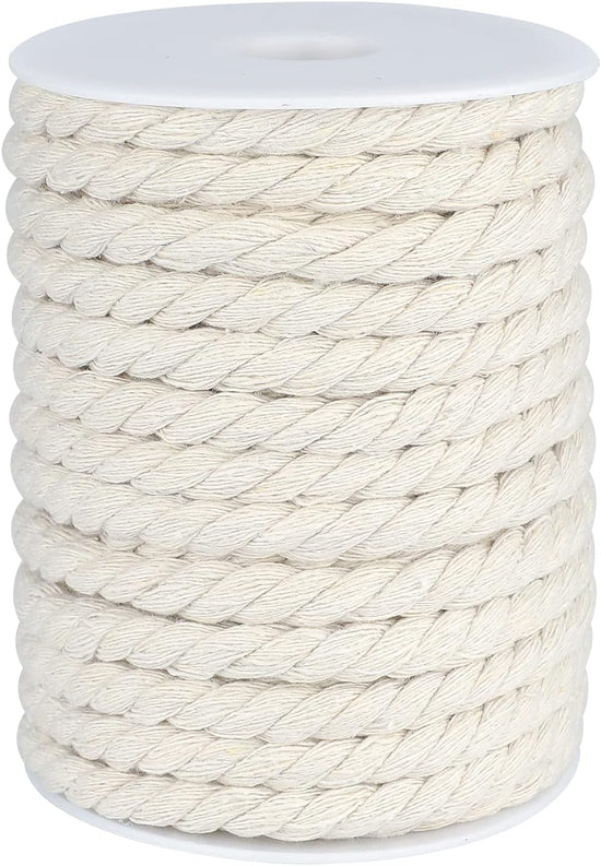 1/3 Inch Nautical Cotton Rope Crafts, 8mm x 65Feet Clothes line Rope for Outdoor,3 Ply White Rope Cord Unbleached Rope, Macrame Cord Rope for Clothesline, Baskets, Hangings Pots, Pet, Toys