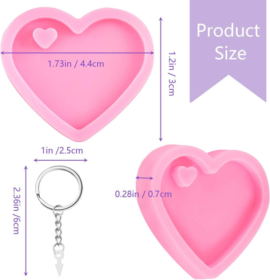 4 Pieces Heart Resin Keychain Molds for Epoxy Resin Easter Mother&