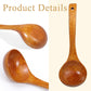 Wooden Ladle, 11" Long Handle Soup Ladle Spoon 3 fl oz Extra Large Kitchen Wooden Scoop Deep Teak Wood Spoon Utensil for Cooking Serving Cookware, Sustainable Natural Texture (Bigger and Deeper)
