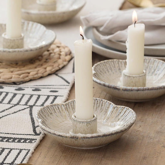 Ceramic Candlestick Holder， Candle Holder for Taper Candles,Incense, Santo Palo, Halloween Christmas Wedding Parties, Dining Room Home Decoration Display - Camel