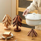 2-Piece Foldable Christmas Tree Design Pot Holders Set Decorative Heat Resistant Trivets with Holder for Hot Pans