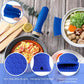 8 Pcs Silicone Pot Holders Set Cast Iron Handle Cover Heat Resistant Pot Handle Covers Potholder Non Slip Reusable Pan Sleeve for Frying Pan Kitchen Supplies(Blue)