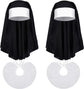 2 Sets Halloween Nun Costume Set Plastic Gold Cross Nun Habit Costume Set Hat White Collar Gold Cross Pendant for Woman