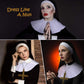 2 Sets Halloween Nun Costume Set Plastic Gold Cross Nun Habit Costume Set Hat White Collar Gold Cross Pendant for Woman