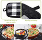 7 Pieces Buffalo Check Dish Towels Pot Holders Oven Mitts Set Cotton Plaid Kitchen Dish Towels Non-Slip Heat Resistant Oven Mitts and Pot Holders for Cooking Baking Grilling Supply (Black with White)