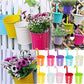 Flower Pots,10 Pcs Metal Iron Hanging Flower Plant Pots Balcony Garden Plant Planter Baskets Fence Bucket Pot 4&