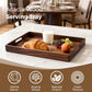 Acacia Wood Serving Tray with Handles, 17 Inch Wooden Tray for Ottoman, Breakfast, Lunch, Dinner, Decorative Rectangular Tray for Living Room, Kitchen Counter, Outdoor