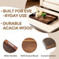Acacia Wood Serving Tray with Handles, 17 Inch Wooden Tray for Ottoman, Breakfast, Lunch, Dinner, Decorative Rectangular Tray for Living Room, Kitchen Counter, Outdoor