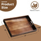 Acacia Wood Serving Tray with Handles, 17 Inch Wooden Tray for Ottoman, Breakfast, Lunch, Dinner, Decorative Rectangular Tray for Living Room, Kitchen Counter, Outdoor