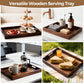 Acacia Wood Serving Tray with Handles, 17 Inch Wooden Tray for Ottoman, Breakfast, Lunch, Dinner, Decorative Rectangular Tray for Living Room, Kitchen Counter, Outdoor