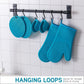 Silicone Oven Mitts- Heat Resistant Gloves with Soft Quilted Lining Oven Mitt Pot Holders for Cooking and BBQ, Teal, Mitt Set