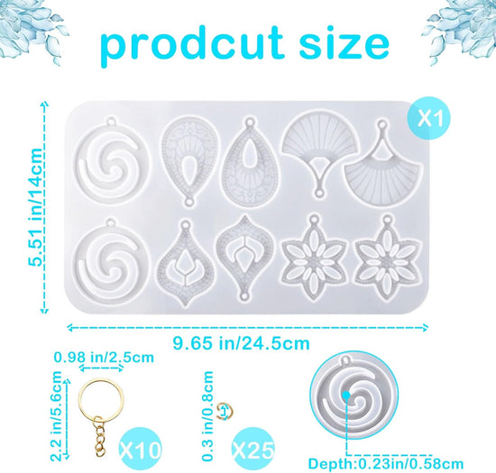 Leaf Resin Jewelry Molds,Silicone Epoxy Resin Earring Molds with Hole Water Droplets Keychain with Key Buckle Accessories Pendant Molds for Women Gift DIY Crafts