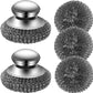 Steel Wool Scrubber with 2 Handles & 3 Replacement Wire Sponge(Scouring Pads) - Stainless Metal Cleaner Heavy Duty Brh for Pots, Pans, Cast Iron, Grill, Sink, Dishes, Stove, Kitchen Deep Clean