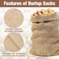 2 PCS Burlap Sack - 19.6" x 35" Burlap Bags for Plants High Density Natural Jute Bag of Potatoe Storage Plant Grow Bags with Rope Potato Sacks Race Bag Halloween,Christmas Decorations