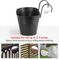 3 Pcs Metal Hanging Flower Pots for Railing Fence Outdoor Planter 15.7 Inch Hanging Bucket Pots Countryside Window Flower Plant Holder with Detachable Hooks for Garden Yard Home Decor,Black