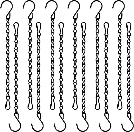 12 Pack 9.5 Inch Hanging Chain for Bird Feeders, Planters, Lanterns, Wind Chimes, Billboards, Chalkboards and Ornaments (Black)