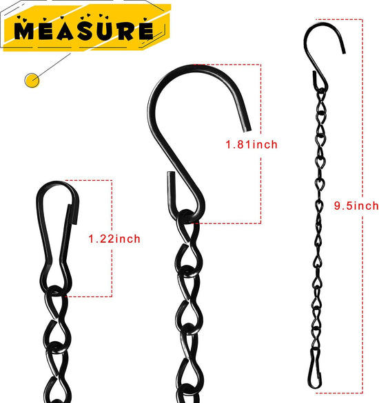 12 Pack 9.5 Inch Hanging Chain for Bird Feeders, Planters, Lanterns, Wind Chimes, Billboards, Chalkboards and Ornaments (Black)