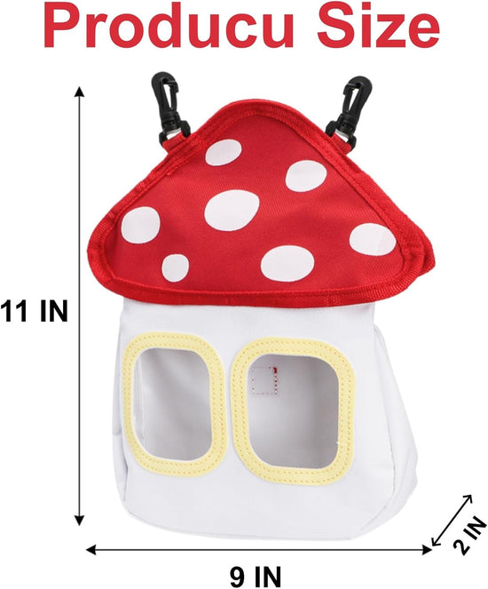 Bunny Hay Feeder Bag, Cute Mushroom Hanging Holder, Durable Dispenser with 600D Oxford Fabric for Guinea Pigs Chinchillas Hamster, Small Animal Cage Accessories