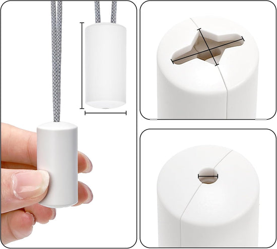 20 Packs Pull Cord Knobs for Window Blind, Safety Breakaway Condensers, White Cylinder Blind Tassels Pendant, Decorative Drops End Home Office Roman Shades Accessories