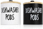 2 Pack Dishwasher Pod Container, Wood Tablet Holder with Lid, Round Laundry Pods Dispenser, Farmhouse Detergent Tin Organizer for Home Kitchen Cabinet Decor, Holds 25 pods