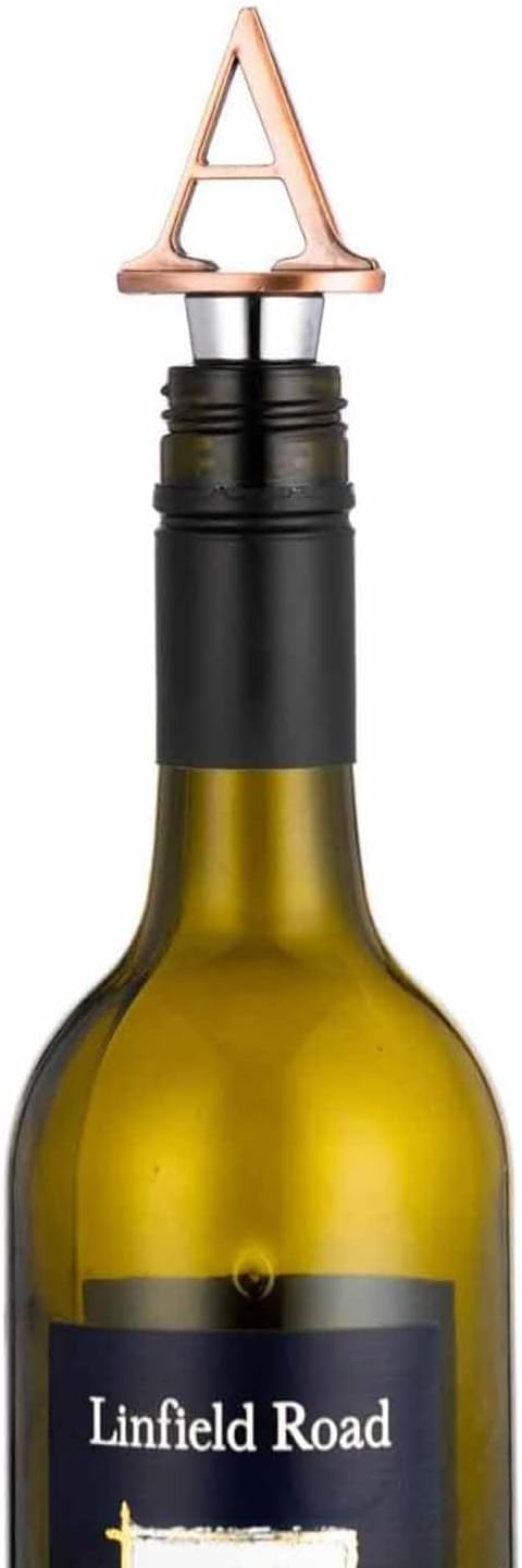 Wine Stoppers,Reusable Bottle Stoppers,Stainless Steel Letter Stopper, Food Grade Silicone Material Decorative Stoppers Funny Gift -Bronze Color (2025 Letters A) 2025 A