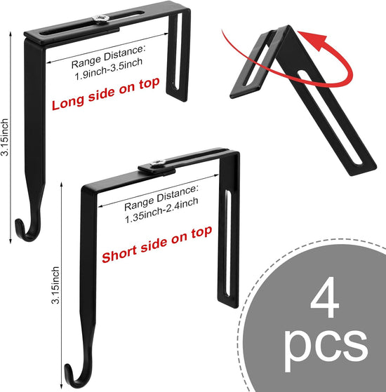 4 Pcs Adjustable Cubicle Hanger Universal Partition Metal Hooks Door Hanger, Adjusted to Fit Panels with 1 3/8 Inch 3 1/2 Thickness for Office Whiteboard (Black) Black