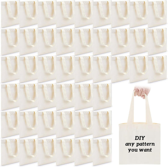 24 Pcs Mini Tote Bag Sublimation Blank Canvas Bags Reusable for Grocery Shopping, DIY, Easter Party Favor Gift (8.5 x 8 Inch,Natural Color) Natural Color 8.5 Inch