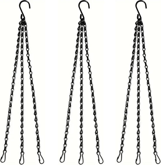 Hanging Basket Chain, 3 Sets Plant Hanger Metal Chains with Clips for Flower Pots, Planters, Bird Cage, Lanterns(Black) (Clips)