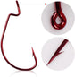 50Pcs Premium Fishing Hooks Set - High Carbon Steel, Ultra Sharp, All-in-One Box for Bass Trout Freshwater Saltwater（Red