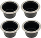4Pcs Cup Holder Insert Plastic Universal Drop in with Drain, for RV Boat Car, Pontoon Table Sofa,Stainless Steel Edging