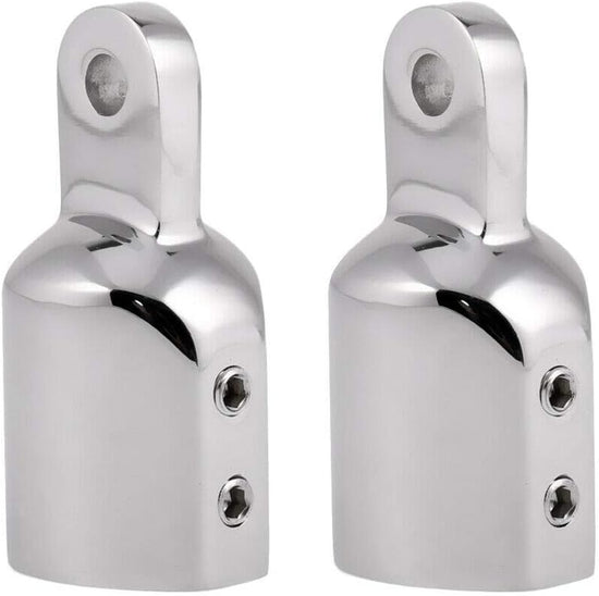 316 Stainless Steel Heavy Duty Fitting Bimini Top Cap Fits 1" (25.4mm) OD Round Tube External Eye End with Two Screws for Boat Covers Marine Hardware(2pcs)