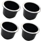 4Pcs Cup Holder Insert Plastic Universal Drop in Chrome with Drain, for RV Boat Car, Pontoon Table Sofa