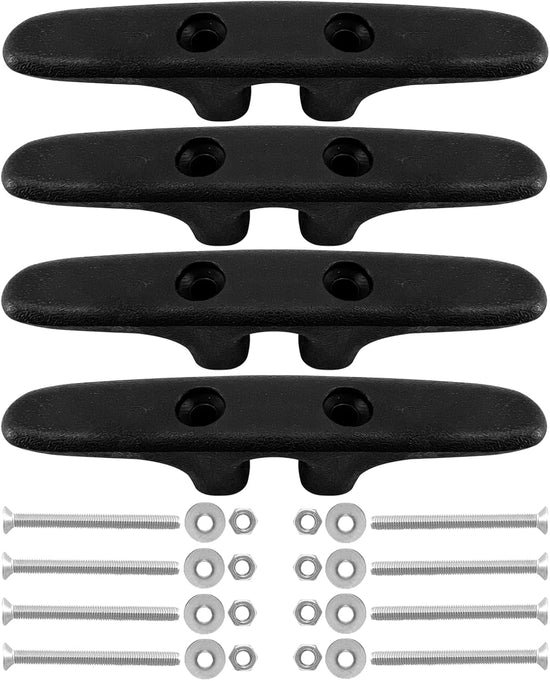 MARINRE 4 PCS Marine Black Nylon Cleat Open Base 4-1/2 in Heavy-Duty Boat Deck and Anchor Line w/Finish