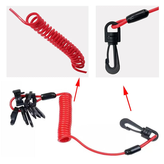 Universal Boat Kill Switch Key Set, Safety Stop Connector Lanyard Cord Replacement for Mercury, Yamaha, Honda, Tohatsu, Johnson, Evinrude, Suzuki