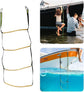 4 Step Boat Rope Ladder, Green and Yellow, Nylon Stainless Steel, 400 lb Load Capacity