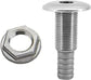 1/2" Stainless Steel Thru-Hull ，Barbed Standard Length Straight Fitting Boat Barbed Hose Thru Drain Connector