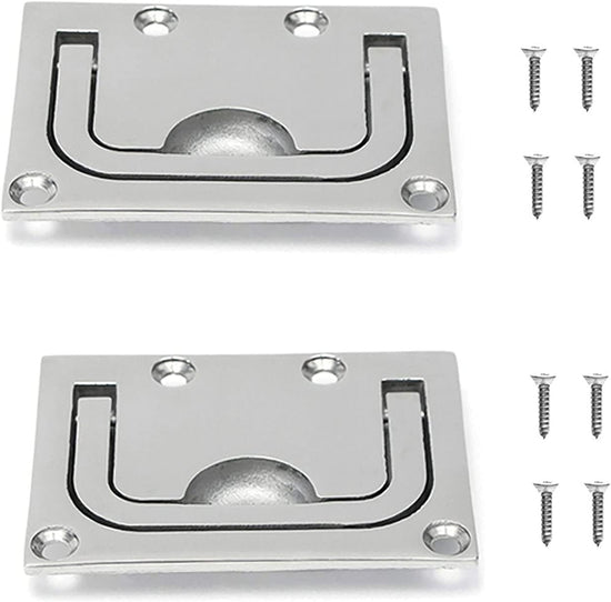 2pcs Marine Stainless Steel Flush Fitting Lifting Pull. Hatch Lift Ring Handle with Screws