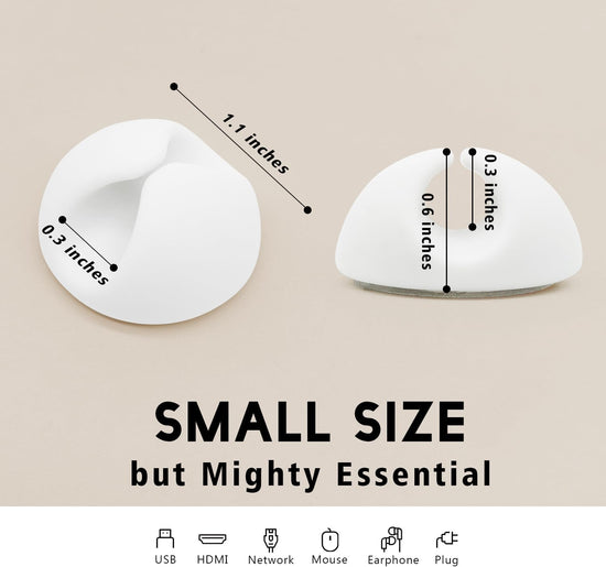 Cable Clips, Cord Holder, Adhesive Wire Holder for Management, Phone Charger, Desk, Wall, Nightstand and Office, White 9 PCS