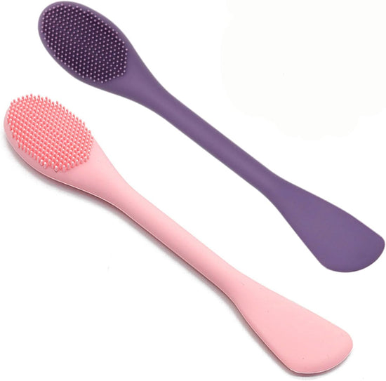 Silicone Face Mask Applicator Brush,Soft DIY Skincare Tools,Scrubber Exfoliator,Facial Cleansing Brush for Deep Gentle Exfoliating (Pink/Purple) Pink/Purple