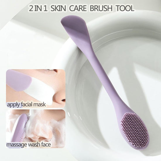 Silicone Face Mask Applicator Brush,Soft DIY Skincare Tools,Scrubber Exfoliator,Facial Cleansing Brush for Deep Gentle Exfoliating (Pink/Purple) Pink/Purple