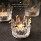 2PCS Crown Votive Candle Holder,Crown Tea Light Candlestick Ornament,Mini Crown,Tealight Holder,Jewelry Ring Holder,for Weddings Party Home Decor Set (Golden, 2PCS) Golden