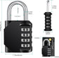 Petluno Padlock Numbers, 4-Digit Combination Lock, Weatherproof Lock for Outdoor Use (Black and Red) 2 Pieces, A-black&red 2P