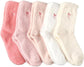 5 Pairs Fluffy Cosy Socks Ladies With Bow, Warm Winter Socks, Thick Furry For Home, Thermal Ladies, Soft Sleep