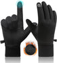 Petluno Winter Warm Gloves, Windproof Water-Resistant Thermal Gloves Anti-slip Touch Screen Cycling for Men Women Hiking Climbing Riding Bike Outdoor Sports Black M