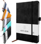 A5 Notebook, Notebook Note Book Pad Journal Notepad PU Leather for Office School Home Business Writing & Taking 200 Pages (100 Sheets)- Black